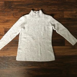 Calvin Klein mock neck sweater XS fuzzy grey white
